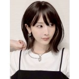 艶消しファイバー【ぷつっとくびれボブ（イヤリングカラー）】ビターチョコ×アッシュ（軽量ウィッグ）