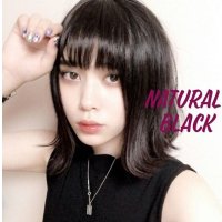 【人毛100％】総手植え前髪ウィッグ（ぱっつん）【スリムバング#01】ナチュラルブラック