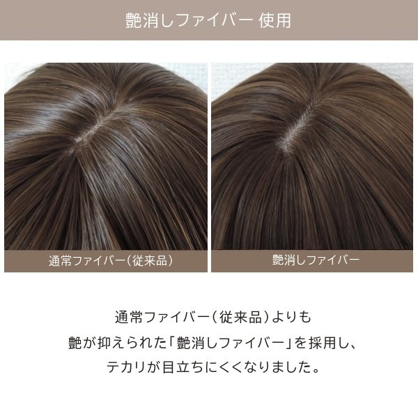 画像18: 艶消しファイバー【ぷつっとくびれボブ（イヤリングカラー）】ビターチョコ×アッシュ（軽量ウィッグ） (18)