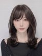 画像2: 軽量ウィッグ【抜け感レイシーミディ】ダークモカブラウン (2)