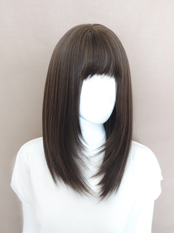 うる艶シャギーストレート ブラウンベージュ 幅広分け目つむじ ウィッグ専門店 Desire Wig